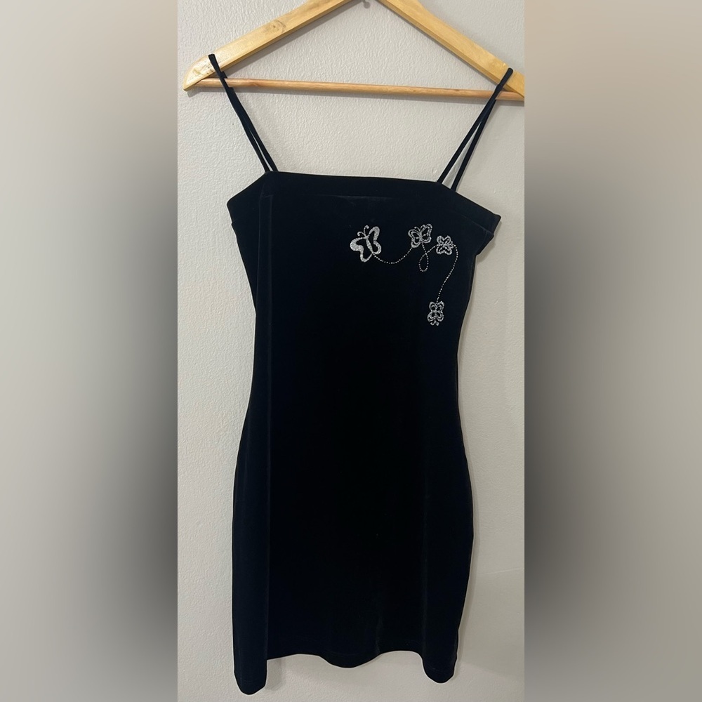 🖤 Vintage Charlotte Russe Velvet Mini Dress | Y2K Butterfly | Size M